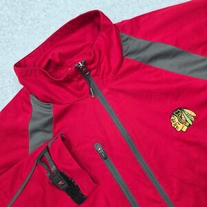 Chicago Blackhawks Red & Gray Quarter-Zip Jacket Men's Large NHL Outdoor Wear